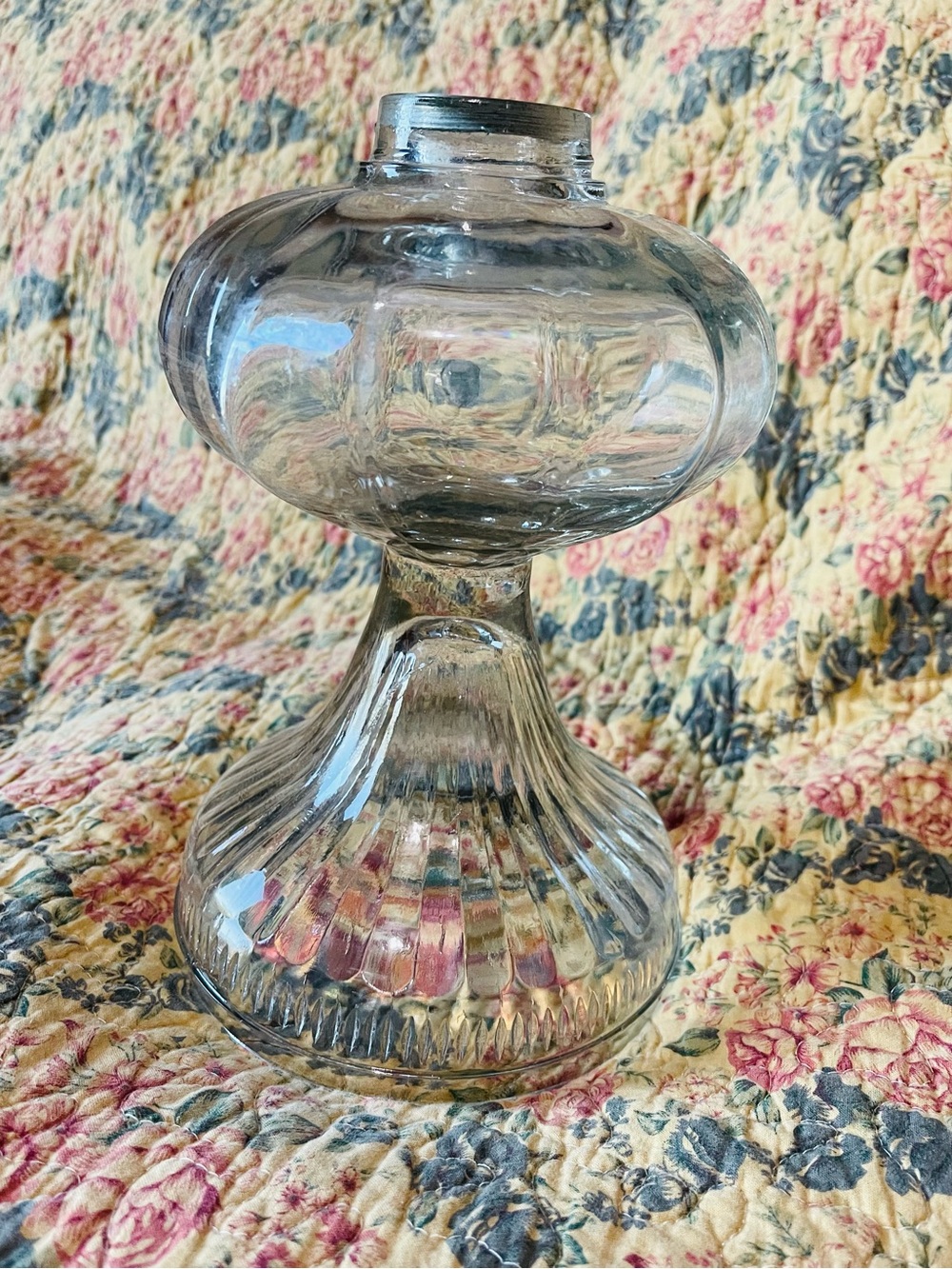 Vintage Pressed Glass Oil Lamp Font Base Kerosene Lamp Reservoir